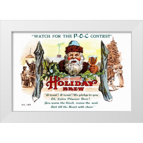 Holiday Brew White Modern Wood Framed Art Print by Vintage Booze Labels