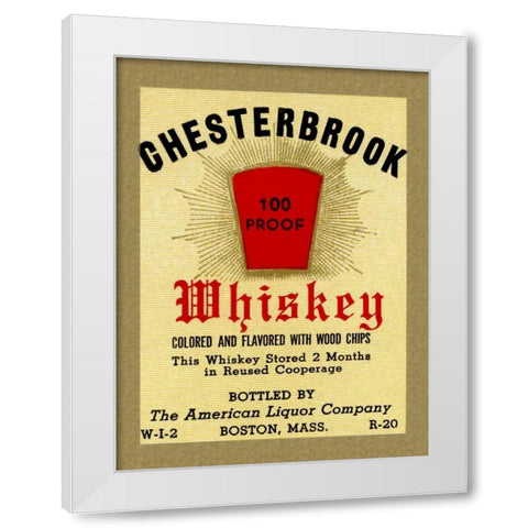 Chesterbrook Whiskey White Modern Wood Framed Art Print by Vintage Booze Labels