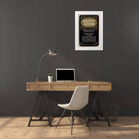 Happy Hour Blended Whiskey White Modern Wood Framed Art Print by Vintage Booze Labels