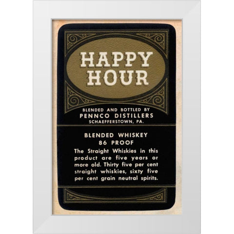 Happy Hour Blended Whiskey White Modern Wood Framed Art Print by Vintage Booze Labels