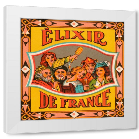 Elixir de France White Modern Wood Framed Art Print by Vintage Booze Labels