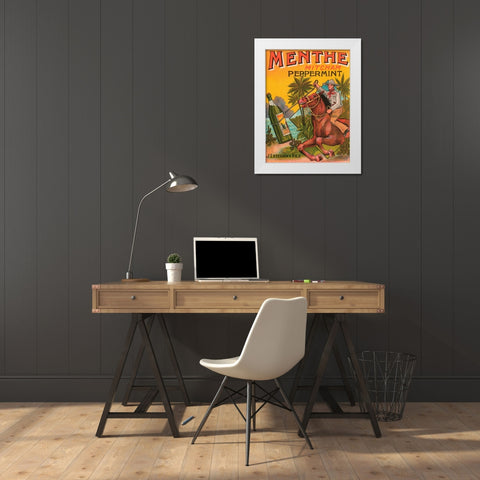 Menthe Peppermint White Modern Wood Framed Art Print by Vintage Booze Labels