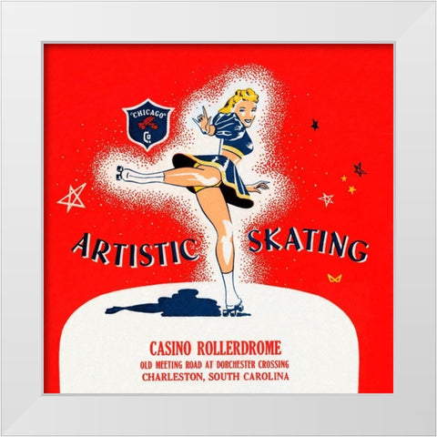 Artistic Skating White Modern Wood Framed Art Print by Retrorollers