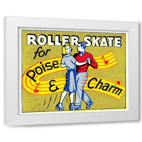Roller Skate for Poise and Charm White Modern Wood Framed Art Print by Retrorollers
