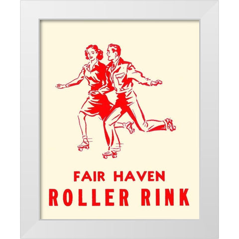 Fair Haven Roller Rink White Modern Wood Framed Art Print by Retrorollers