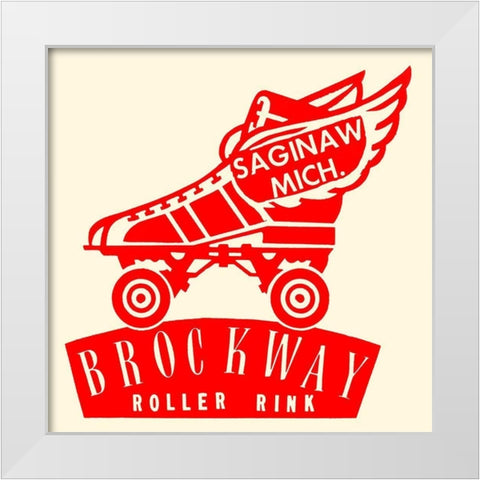 Brockway Roller Rink White Modern Wood Framed Art Print by Retrorollers