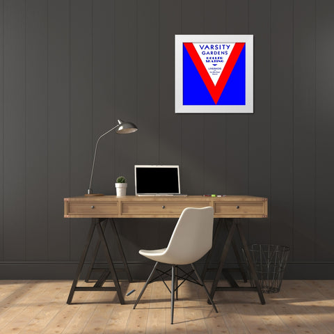 Varsity Gardens Roller Skating White Modern Wood Framed Art Print by Retrorollers