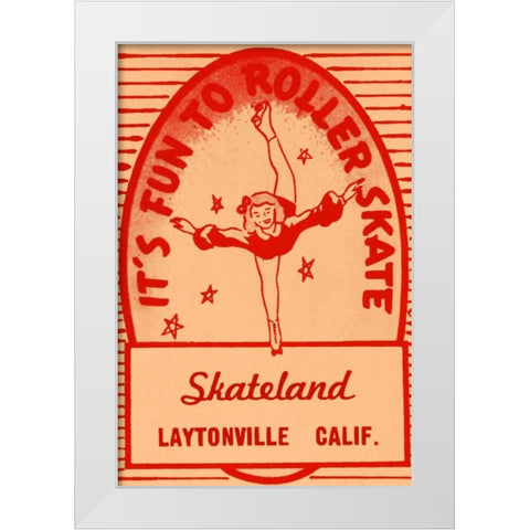 Its Fun To Roller Skate White Modern Wood Framed Art Print by Retrorollers