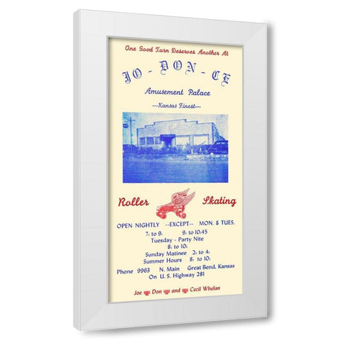 Jo-Don-Ce Amusement Palace Roller Skating White Modern Wood Framed Art Print by Retrorollers
