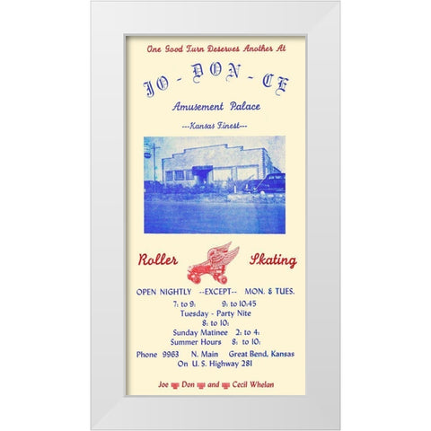 Jo-Don-Ce Amusement Palace Roller Skating White Modern Wood Framed Art Print by Retrorollers