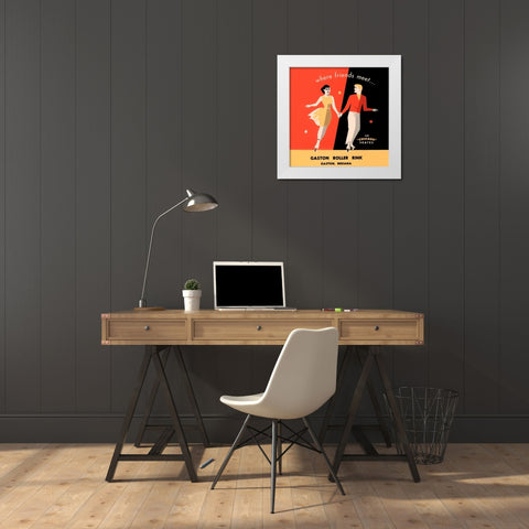 Where Friends Meet White Modern Wood Framed Art Print by Retrorollers