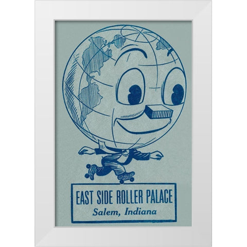 East Side Roller Palace White Modern Wood Framed Art Print by Retrorollers