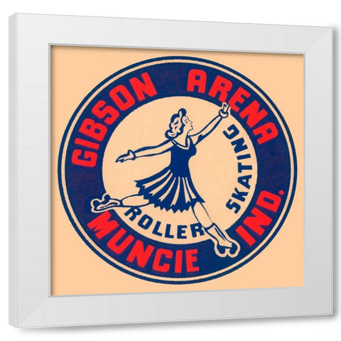 Gibson Arena Roller Skating White Modern Wood Framed Art Print by Retrorollers