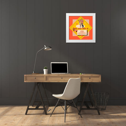 Skate Your Date White Modern Wood Framed Art Print by Retrorollers