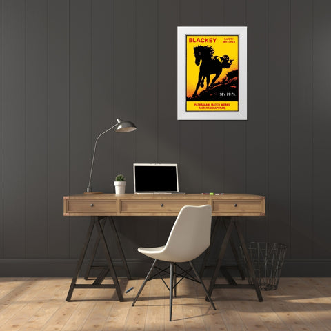 Blackey Safety Matches White Modern Wood Framed Art Print by Phillumenart