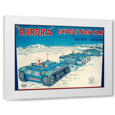 Aurora Expedition Car White Modern Wood Framed Art Print by Retrotrans