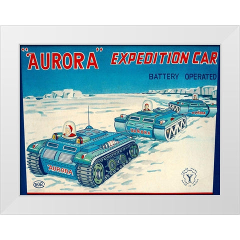 Aurora Expedition Car White Modern Wood Framed Art Print by Retrotrans