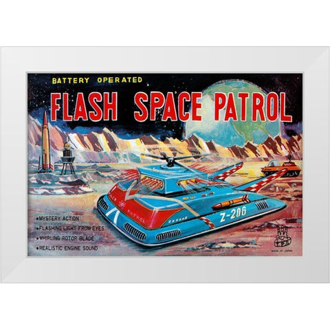 Flash Space Patrol White Modern Wood Framed Art Print by Retrotrans