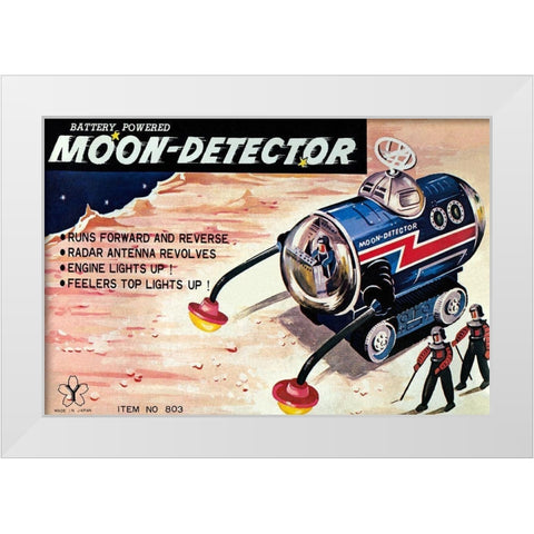 Moon-Detector White Modern Wood Framed Art Print by Retrotrans