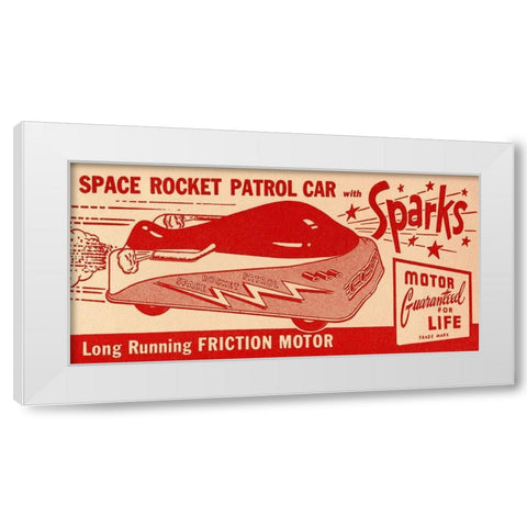 Space Rocket Patrol Car White Modern Wood Framed Art Print by Retrotrans