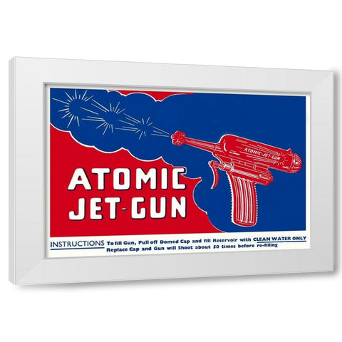 Atomic Jet-Gun White Modern Wood Framed Art Print by Retrogun