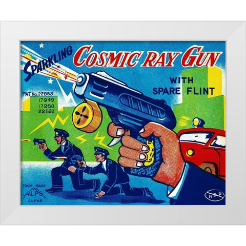 Cosmic Ray Gun White Modern Wood Framed Art Print by Retrogun
