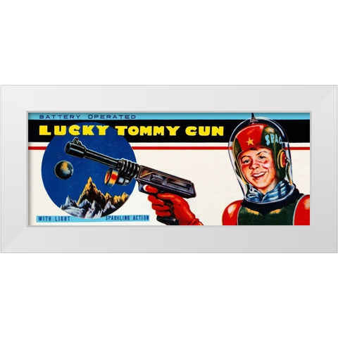 Lucky Tommy Gun White Modern Wood Framed Art Print by Retrogun