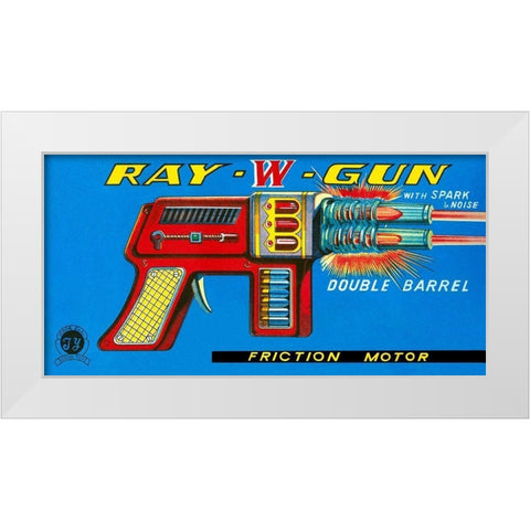 Ray W Gun White Modern Wood Framed Art Print by Retrogun