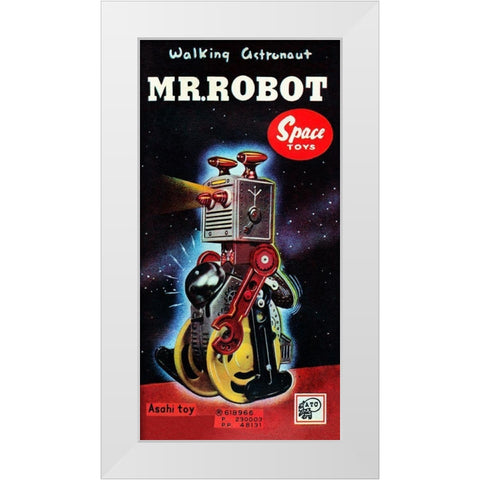 Mr. Robot White Modern Wood Framed Art Print by Retrobot