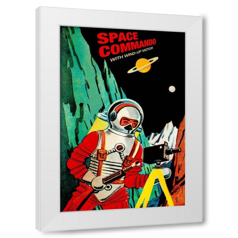Space Commando White Modern Wood Framed Art Print by Retrobot