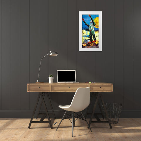 Dux Astroman White Modern Wood Framed Art Print by Retrobot