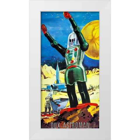 Dux Astroman White Modern Wood Framed Art Print by Retrobot