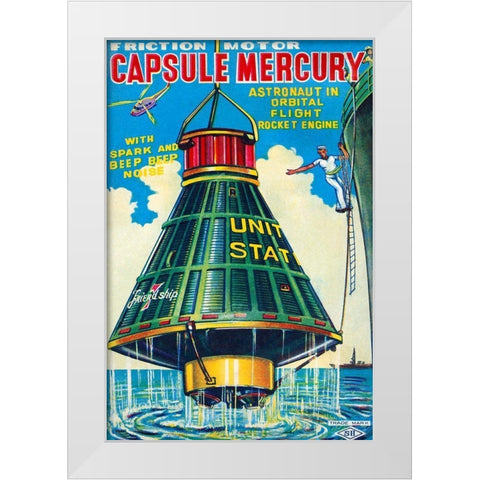 Capsule Mercury White Modern Wood Framed Art Print by Retrorocket