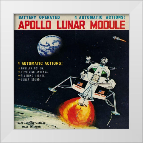 Apollo Lunar Module White Modern Wood Framed Art Print by Retrorocket