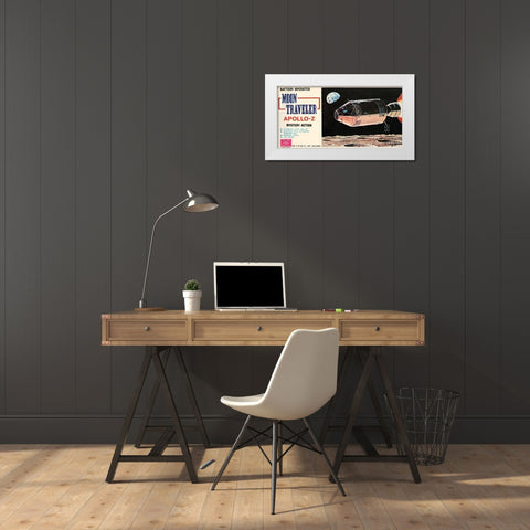 Moon Traveler Apollo-Z White Modern Wood Framed Art Print by Retrorocket