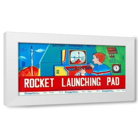 Rocket Launching Pad White Modern Wood Framed Art Print by Retrorocket