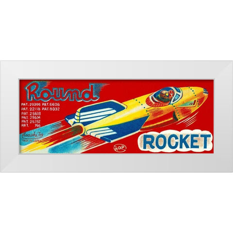Round Rocket White Modern Wood Framed Art Print by Retrorocket