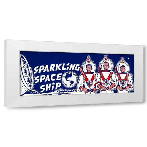 Sparkling Space Ship White Modern Wood Framed Art Print by Retrorocket