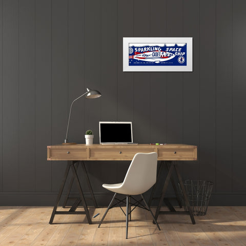 Space Cadet Sparkling Space Ship White Modern Wood Framed Art Print by Retrorocket