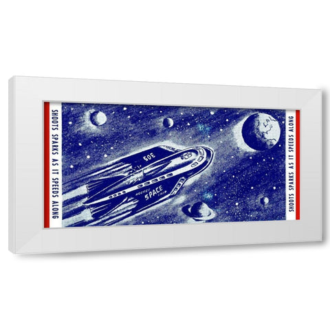Rocket Space Ship 305 White Modern Wood Framed Art Print by Retrorocket