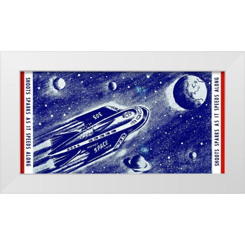 Rocket Space Ship 305 White Modern Wood Framed Art Print by Retrorocket