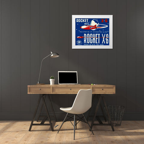 Rocket X-6 White Modern Wood Framed Art Print by Retrobot