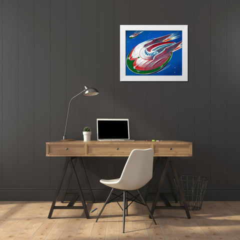 UFO White Modern Wood Framed Art Print by Retrobot