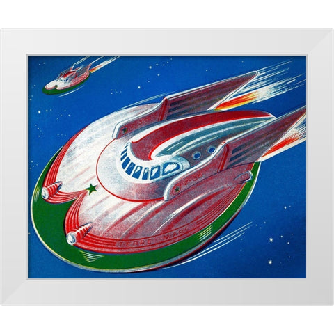 UFO White Modern Wood Framed Art Print by Retrobot