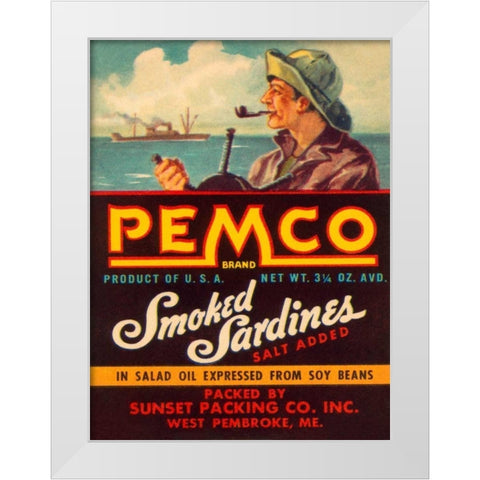 Remco Smoked Sardines White Modern Wood Framed Art Print by Retrolabel