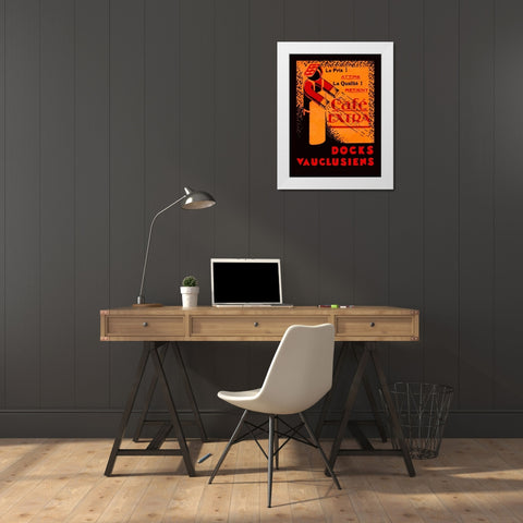 Cafe Extra - Docks Vauclusiens White Modern Wood Framed Art Print by Retrolabel