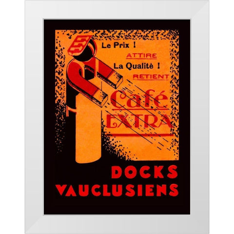 Cafe Extra - Docks Vauclusiens White Modern Wood Framed Art Print by Retrolabel