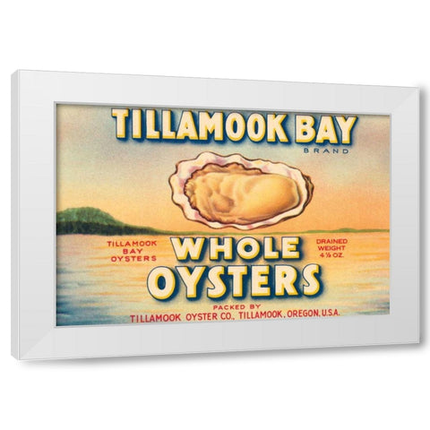 Tillamook Bay Whole Oysters White Modern Wood Framed Art Print by Retrolabel