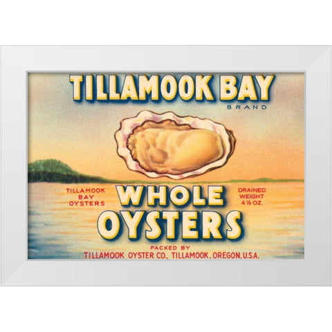 Tillamook Bay Whole Oysters White Modern Wood Framed Art Print by Retrolabel