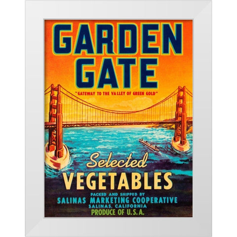 Garden Gate Selected Vegetables White Modern Wood Framed Art Print by Retrolabel